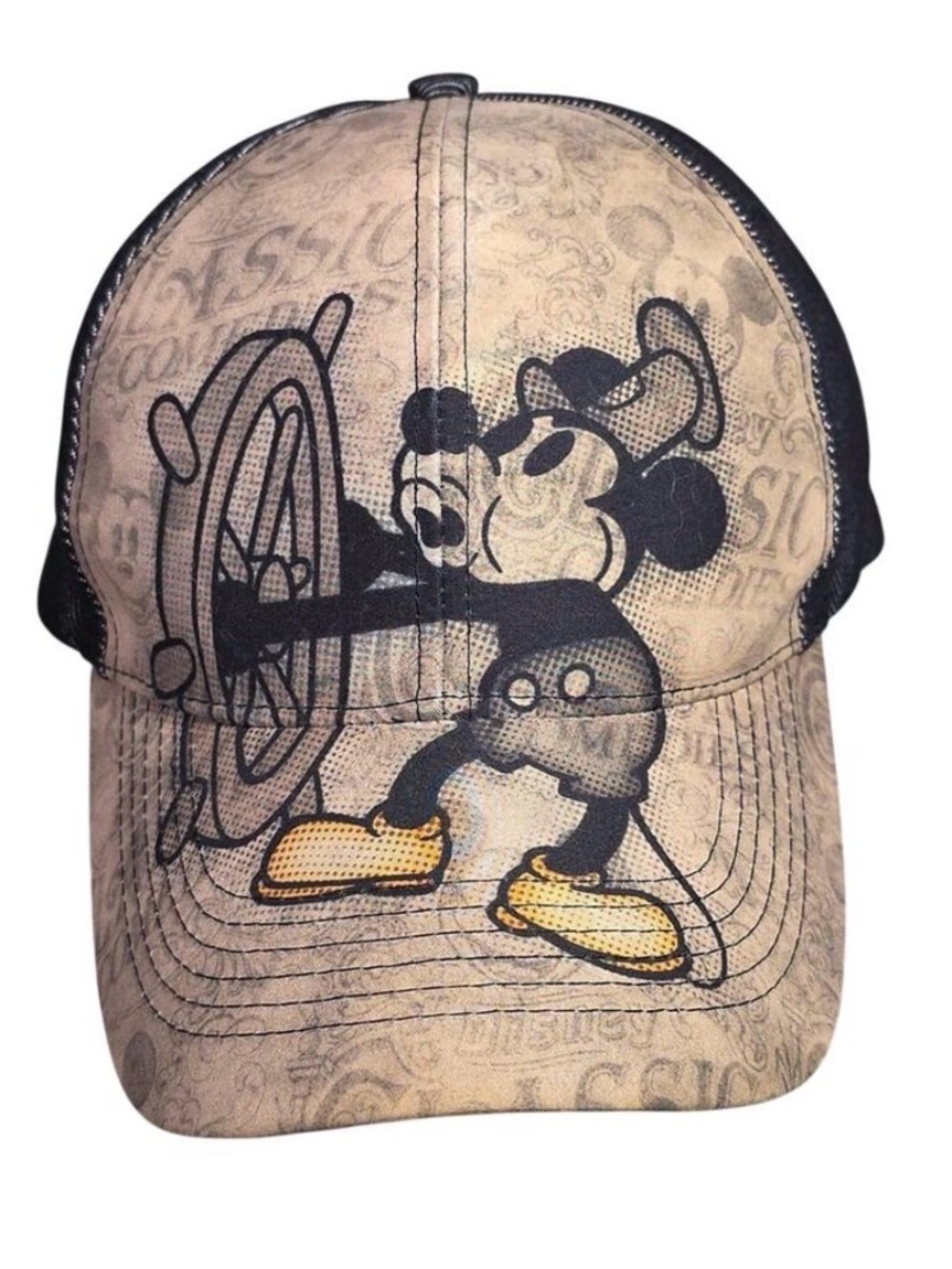 This is an official Disney Parks
Mickey Mouse "Steamboat Willie" baseball cap.